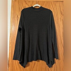 T.La Women’s Grey Ribbed Mock Neck Flare Top - Size XL